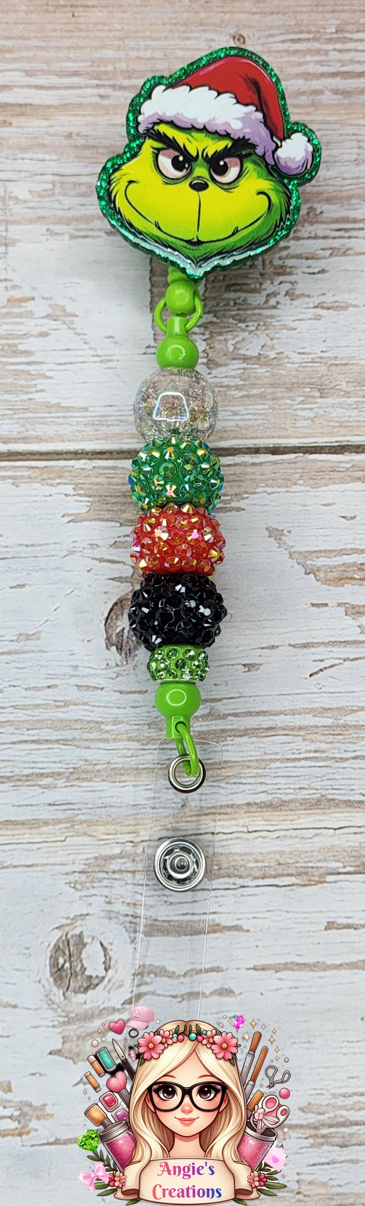 Beaded ID Holder G Green
