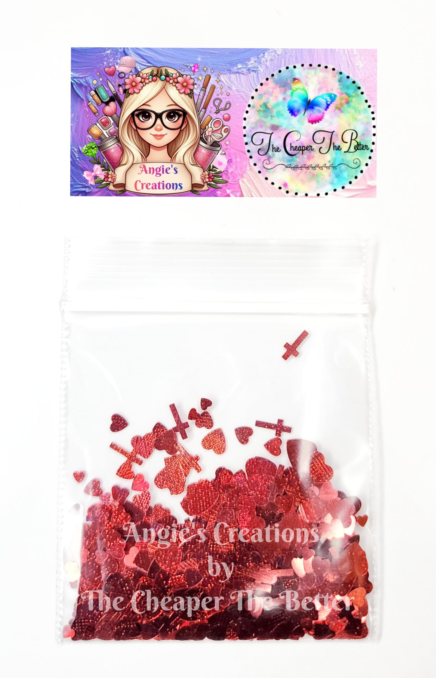 Red Heart & Cross Glitter #39