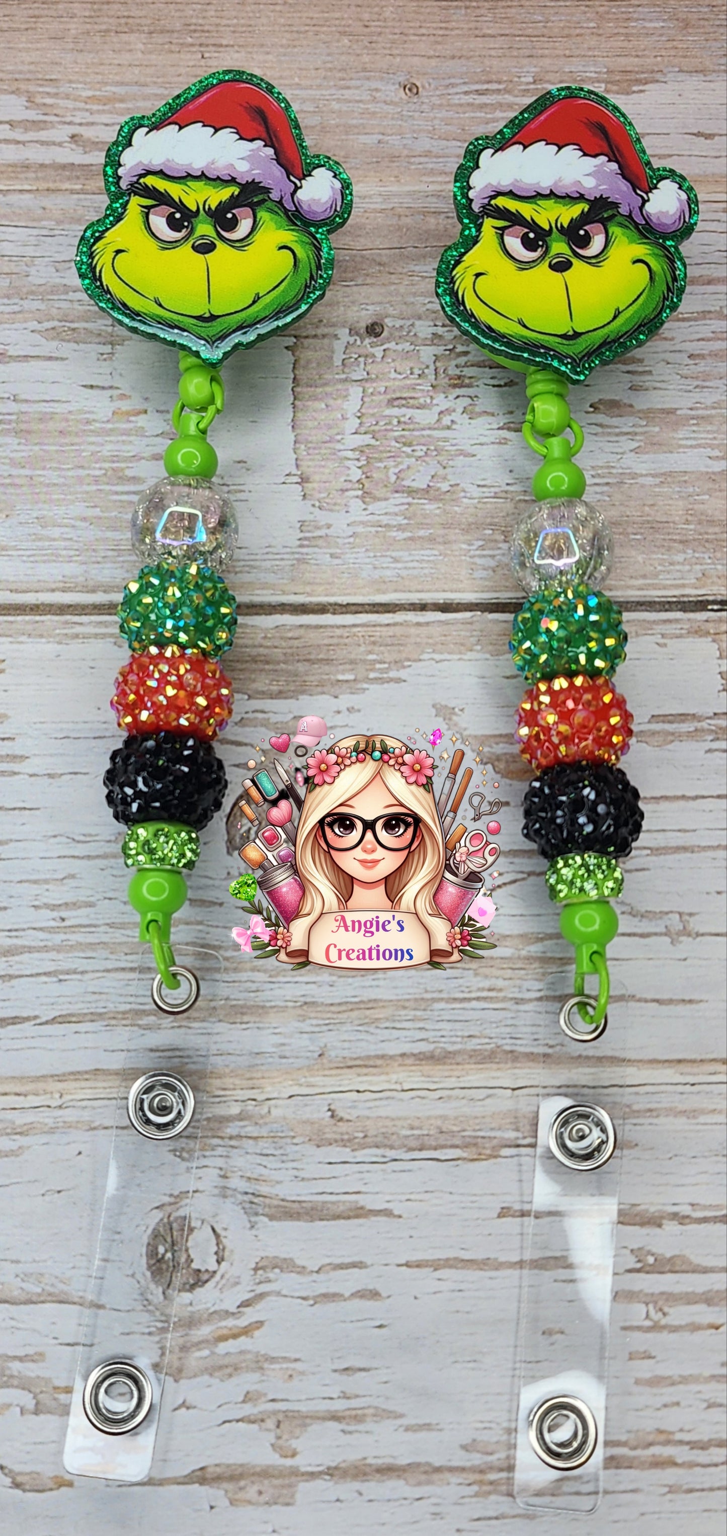 Beaded ID Holder G Green