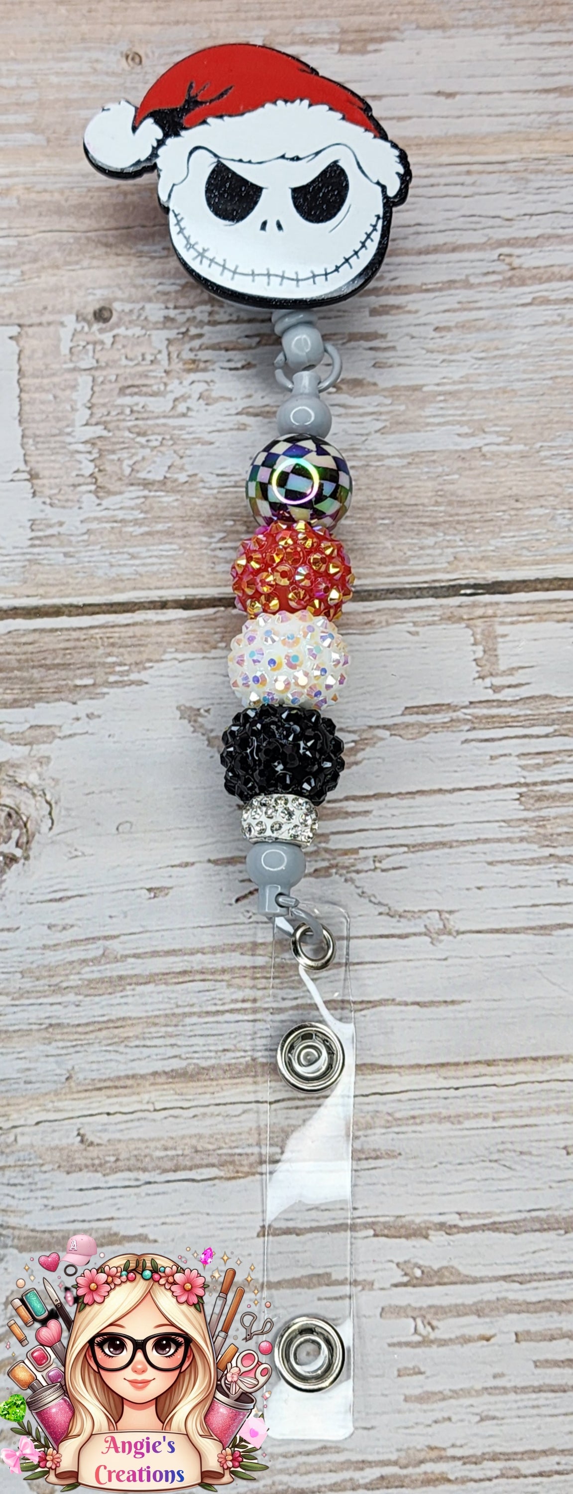 Beaded ID Holder S Grey