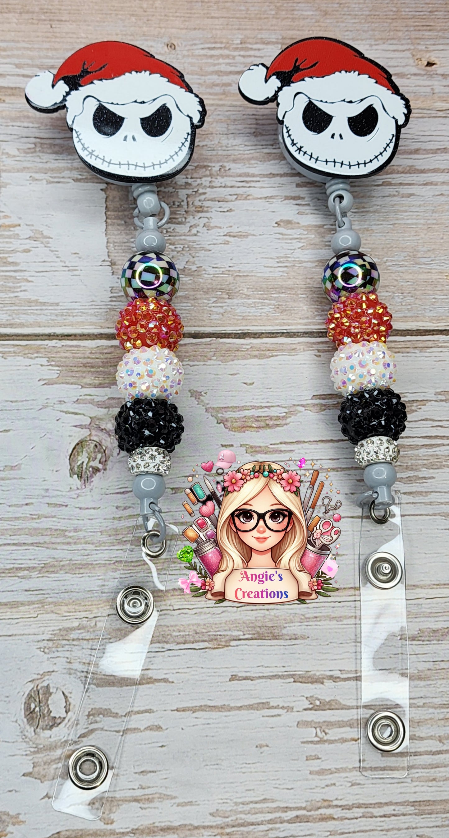 Beaded ID Holder S Grey