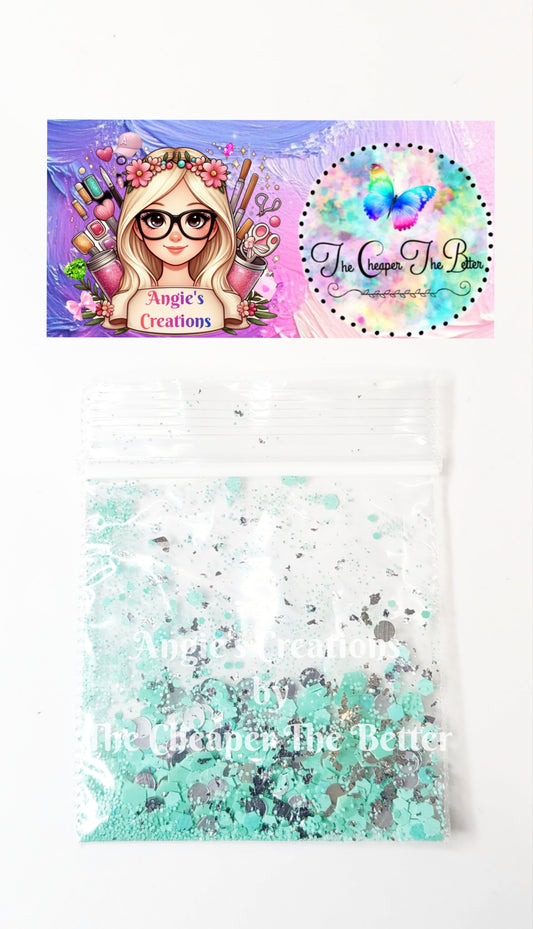 Aqua /Silver Glitter Mix #32