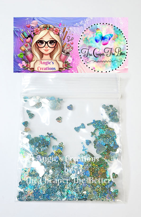 Light Green Heart & Cross Glitter #35