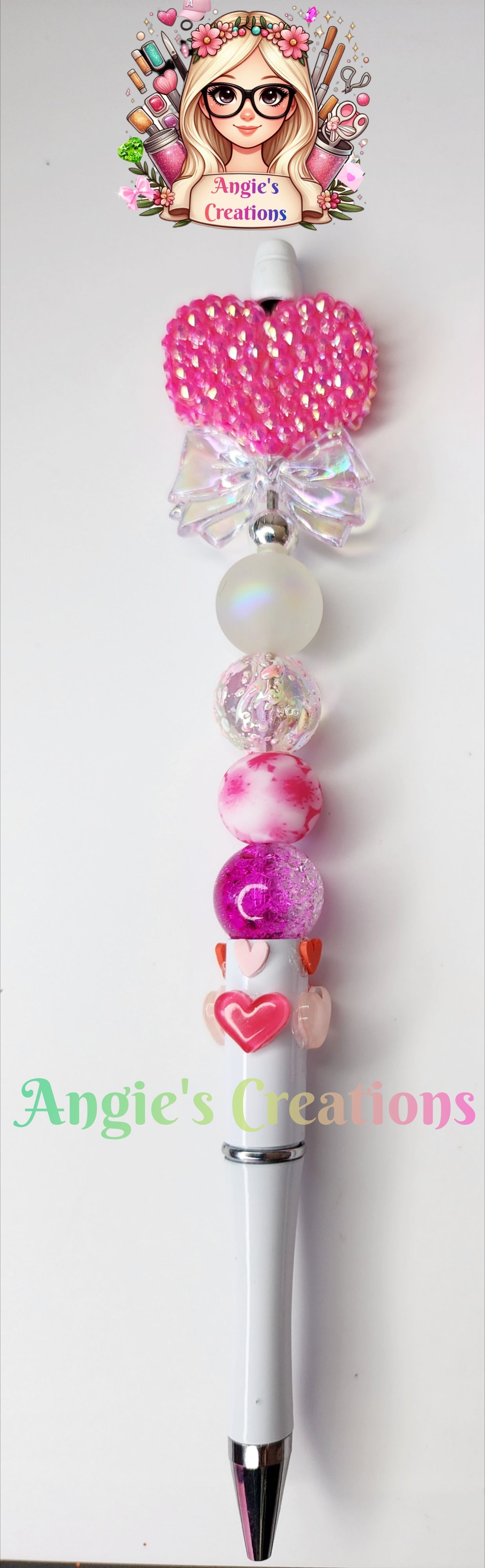 Pink Heart Beaded Pen