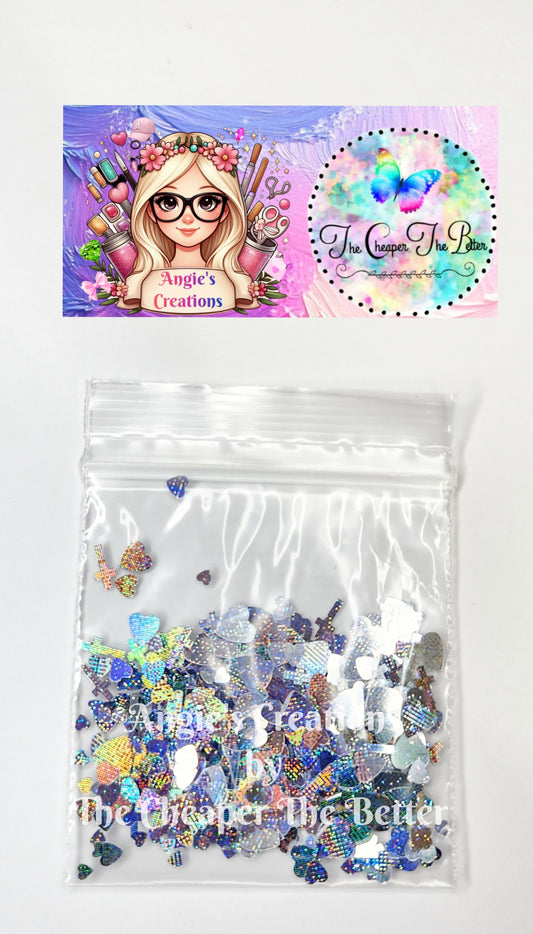 Silver Heart & Cross Glitter #37
