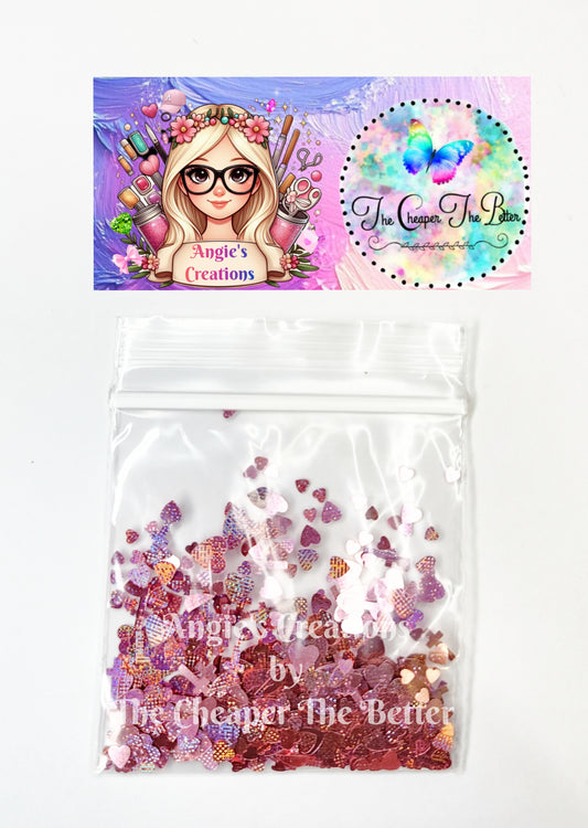 Light Pink Heart & Cross Glitter #38