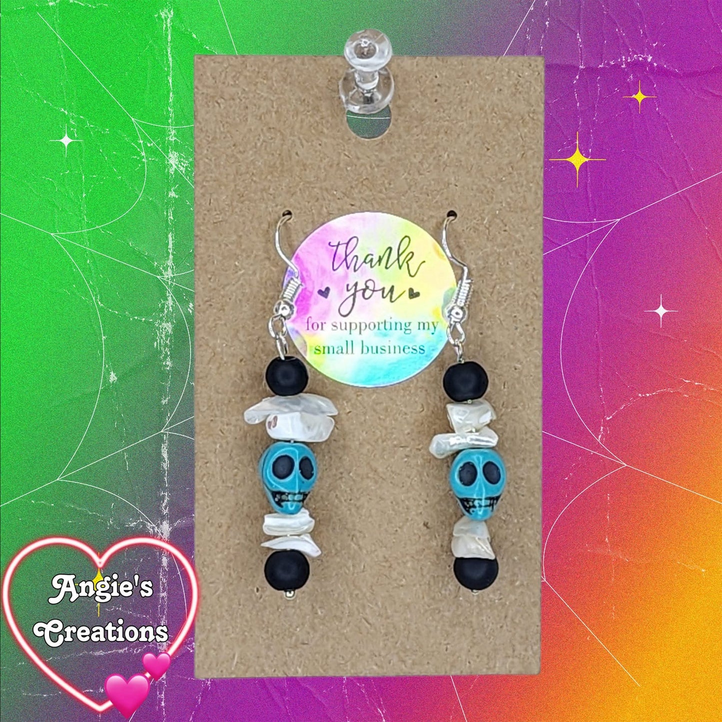 Skull Earrings Blue