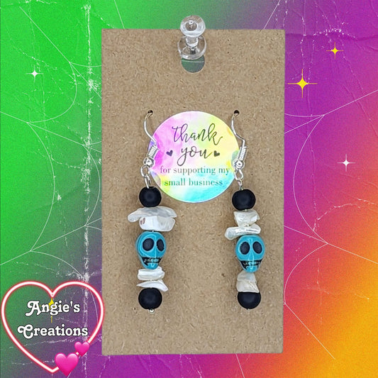 Skull Earrings Blue
