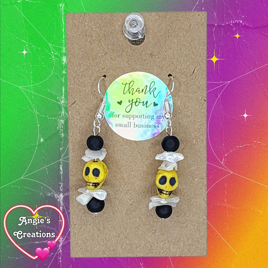 Skull Earrings Yellow