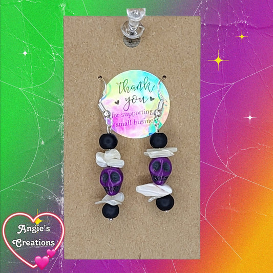 Skull Earrings Purple