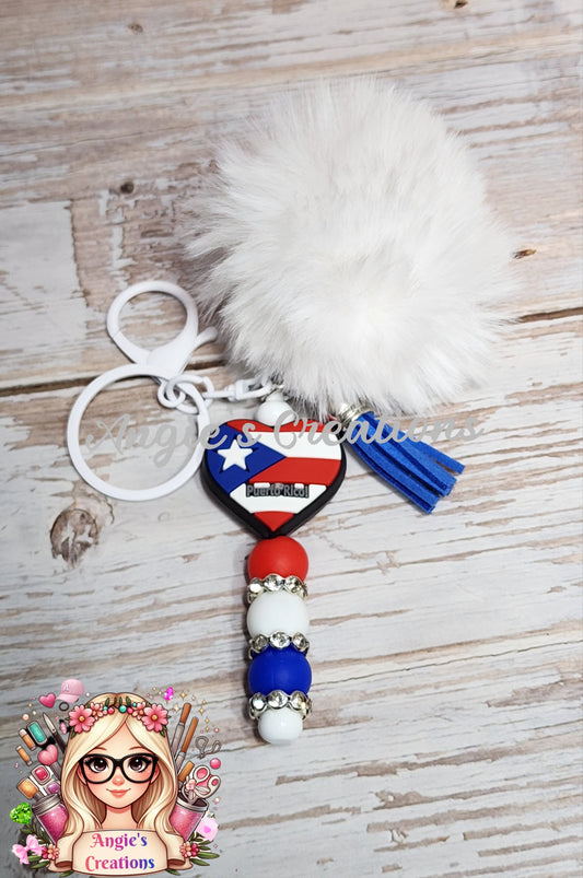 Puerto Rico Heart Keychain #5