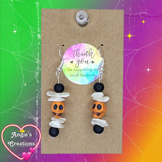 Skull Earrings Orange